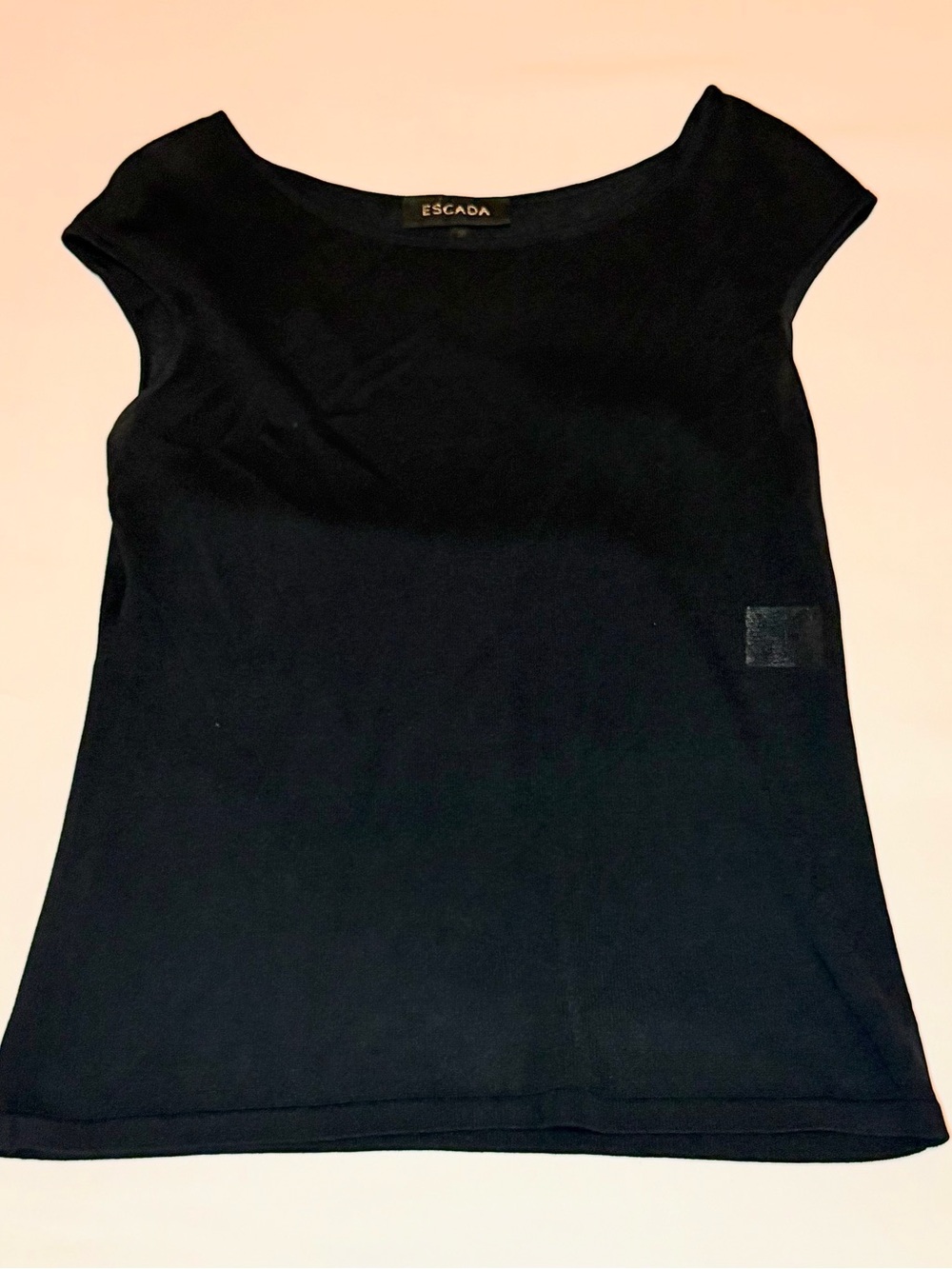 Escada Black Boatneck Cap-Sleeve Tank Size 36